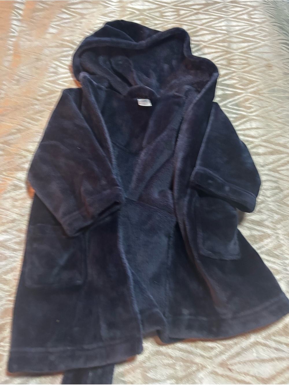 Boys Tucker & Tate Plush Hooded Robe Jacket - Navy Blue size 2/3